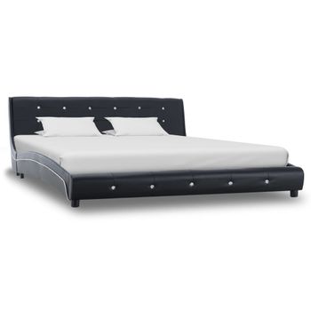 Estructura De Cama De Cuero Sintético Negro 160x200 Cm Vidaxl