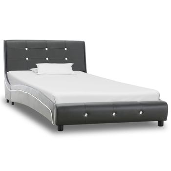 Estructura De Cama De Cuero Sintético Gris 90x200 Cm Vidaxl