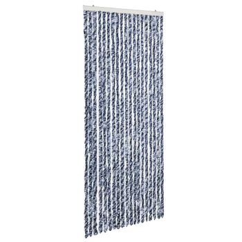 Cortina Mosquitera Chenilla Azul Blanco Y Plateada 56x185 Cm Vidaxl