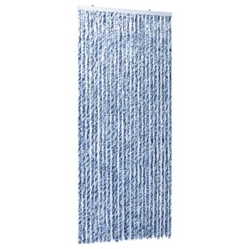 Cortina Mosquitera  Chenilla Azul Blanco Y Plateado 100x220 Cm Vidaxl