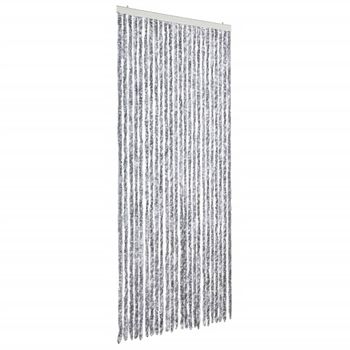 Cortina Mosquitera De Chenilla Blanca Y Gris 100x220 Cm Vidaxl