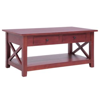 Mesa De Centro De Madera Maciza De Caoba Marrón 100x55x46 Cm Vidaxl