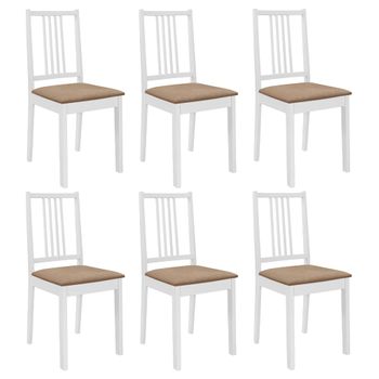 Sillas De Comedor Con Cojines De Madera Maciza Blanca 6 Unidades Vidaxl