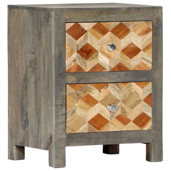 Mesita De Noche Madera Maciza De Mango Gris 40x30x50 Cm Vidaxl