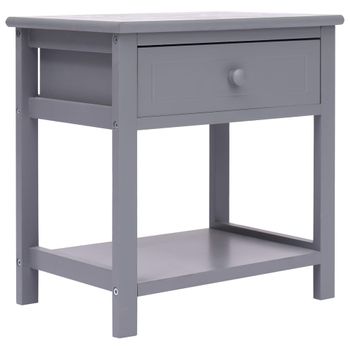 Mesita De Noche Madera De Paulownia Gris 40x29x42 Cm Vidaxl