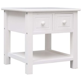 Mesa Auxiliar Madera De Paulownia Blanco 40x40x40 Cm Vidaxl