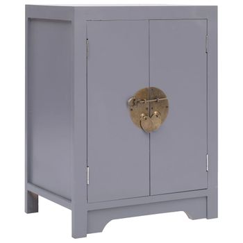 Mesita De Noche Madera De Paulownia Gris 38x28x52 Cm Vidaxl