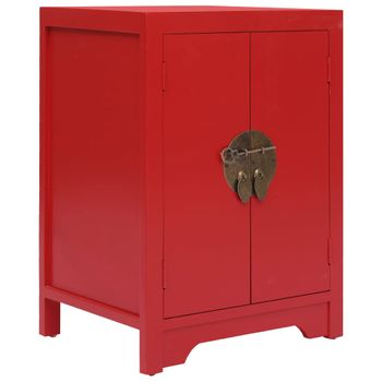 Mesita De Noche Madera De Paulownia Rojo 38x28x52 Cm Vidaxl