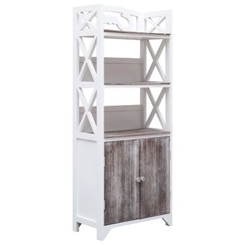 Mueble De Baño Madera De Paulownia Blanco Y Marrón 46x24x116 Cm Vidaxl