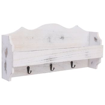 Perchero De Pared De Madera Blanco 50x10x23 Cm Vidaxl