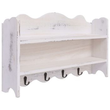 Perchero De Pared De Madera Blanco 50x10x30 Cm Vidaxl