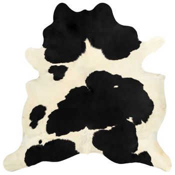 Alfombra De Piel De Vaca Real Negro Y Blanco 150x170 Cm Vidaxl