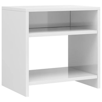 Mesita De Noche Madera Contrachapada Blanco Brillo 40x30x40 Cm Vidaxl