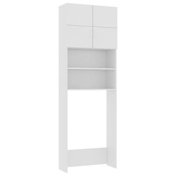 Armario De Lavadora Madera Contrachapada Blanco 64x25,5x190 Cm Vidaxl