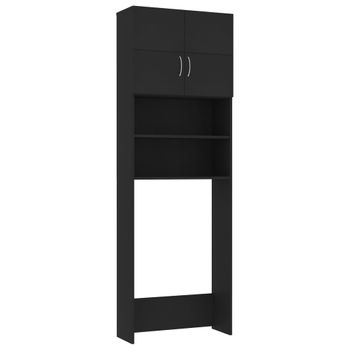 Armario De Lavadora Madera Contrachapada Negro 64x25,5x190 Cm Vidaxl