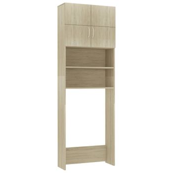 Armario De Lavadora Madera Color Roble Sonoma 64x25,5x190 Cm Vidaxl