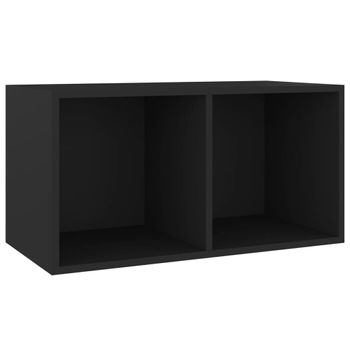 Caja Para Discos De Vinilo Madera Contrachapada Negro71x34x36cm Vidaxl