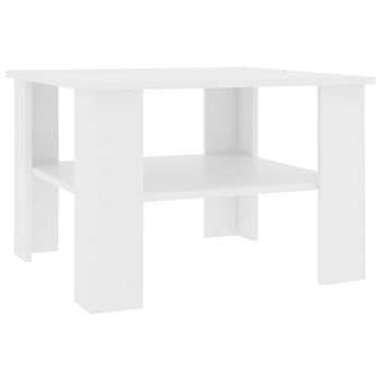 Mesa De Centro Madera Contrachapada Blanco 60x60x42 Cm Vidaxl