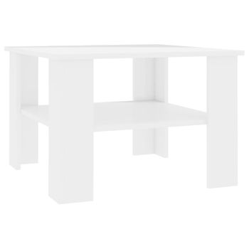 Mesa De Centro Madera Contrachapada Blanco Brillante 60x60x42cm Vidaxl