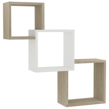 Estante Pared De Cubo Contrachapada Blanco Roble 68x15x68 Cm Vidaxl