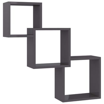 Estante Pared De Cubo Contrachapada Negro Brillo 68x15x68 Cm Vidaxl