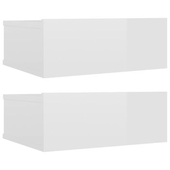 Mesitas Noche Flotante 2 Uds Contrachapada Blanco 40x30x15 Cm Vidaxl