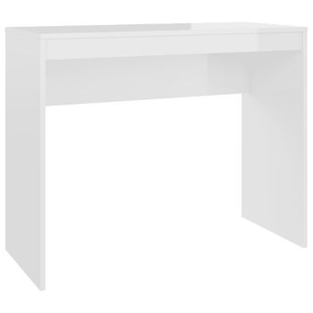 Escritorio De Madera Contrachapada Blanco Brillo 90x40x72 Cm Vidaxl