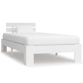 Estructura De Cama De Madera Maciza De Pino Blanco 100x200 Cm Vidaxl