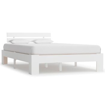 Estructura De Cama De Madera Maciza De Pino Blanco 140x200 Cm Vidaxl