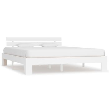 Estructura De Cama Con Cabecero Madera Pino Blanco 160x200 Cm Vidaxl