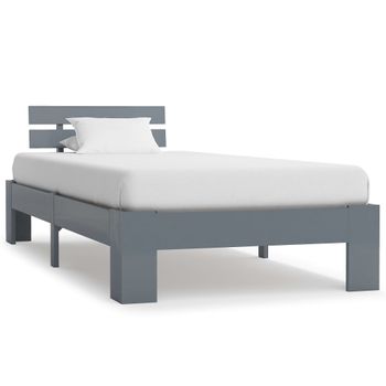 Estructura De Cama De Madera Maciza De Pino Gris 90x200 Cm Vidaxl