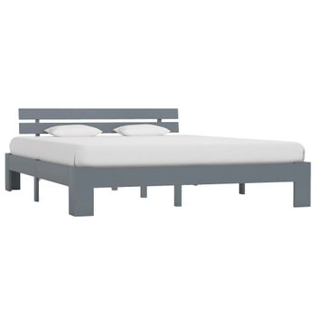 Estructura De Cama De Madera Maciza De Pino Gris 180x200 Cm Vidaxl