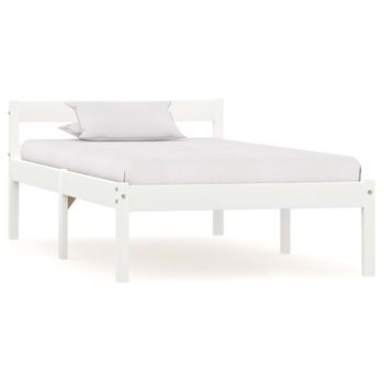 Estructura De Cama De Madera Maciza De Pino Blanco 100x200 Cm Vidaxl