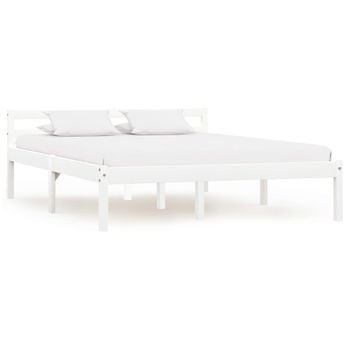 Estructura De Cama De Madera Maciza De Pino Blanco 120x200 Cm Vidaxl