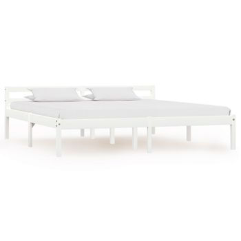 Estructura De Cama De Madera Maciza De Pino Blanco 180x200 Cm Vidaxl