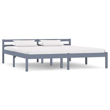 Estructura De Cama De Madera Maciza De Pino Gris 180x200 Cm Vidaxl