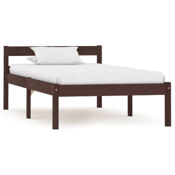 Estructura De Cama Madera Maciza Pino Marrón Oscuro 90x200 Cm Vidaxl