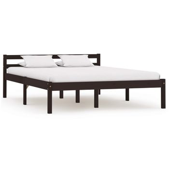 Estructura De Cama Madera Maciza Pino Marrón Oscuro 120x200 Cm Vidaxl