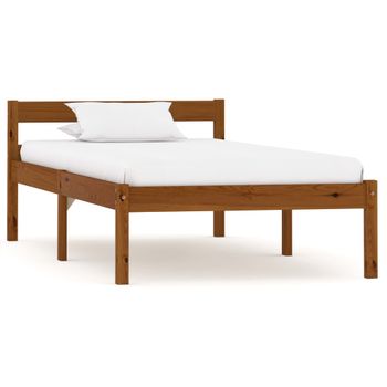 Estructura De Cama Madera Maciza De Pino Marrón Miel 100x200 Cm Vidaxl