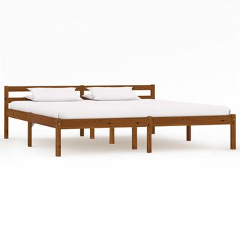 Estructura De Cama Madera Maciza Pino Marrón Miel 180x200 Cm Vidaxl