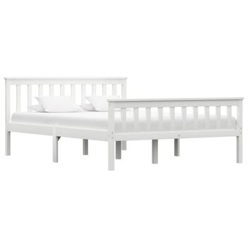 Estructura De Cama De Madera De Pino Maciza Blanca 140x200 Cm Vidaxl