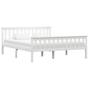 Estructura De Cama De Madera Maciza De Pino Blanco 160x200 Cm Vidaxl