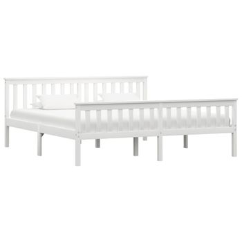 Estructura De Cama Madera De Pino Maciza Blanca 180x200 Cm Vidaxl