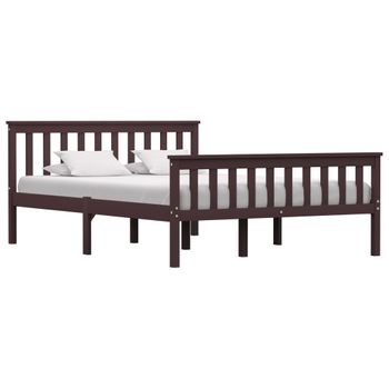 Estructura De Cama Madera Maciza Pino Marrón Oscuro 140x200 Cm Vidaxl