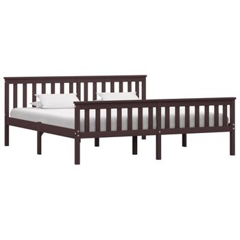 Estructura De Cama Madera Maciza Pino Marrón Oscuro 180x200 Cm Vidaxl