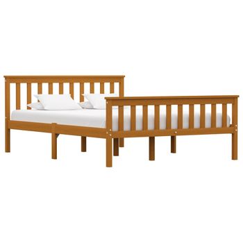 Estructura De Cama Madera Maciza Pino Marrón Miel 140x200 Cm Vidaxl