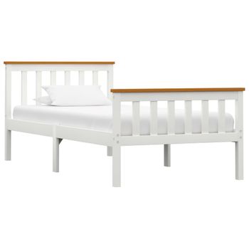 Estructura De Cama De Madera Maciza De Pino Blanco 100x200 Cm Vidaxl