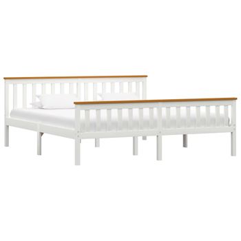 Estructura De Cama Madera De Pino Maciza Blanca 180x200 Cm Vidaxl