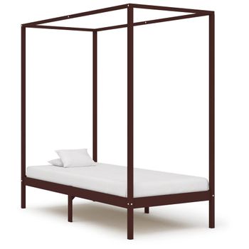 Estructura Cama Con Dosel Madera Maciza Pino Marrón 100x200 Cm Vidaxl