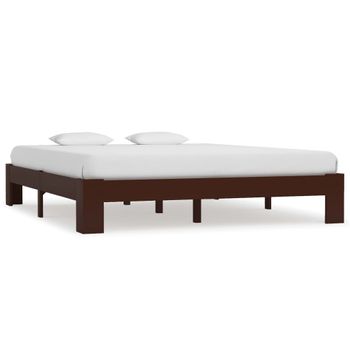 Estructura De Cama Madera Maciza Pino Marrón Oscuro 160x200 Cm Vidaxl